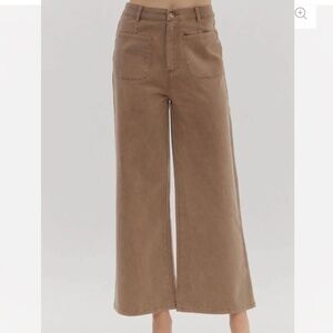 High Waist Wide Leg Brown Pants